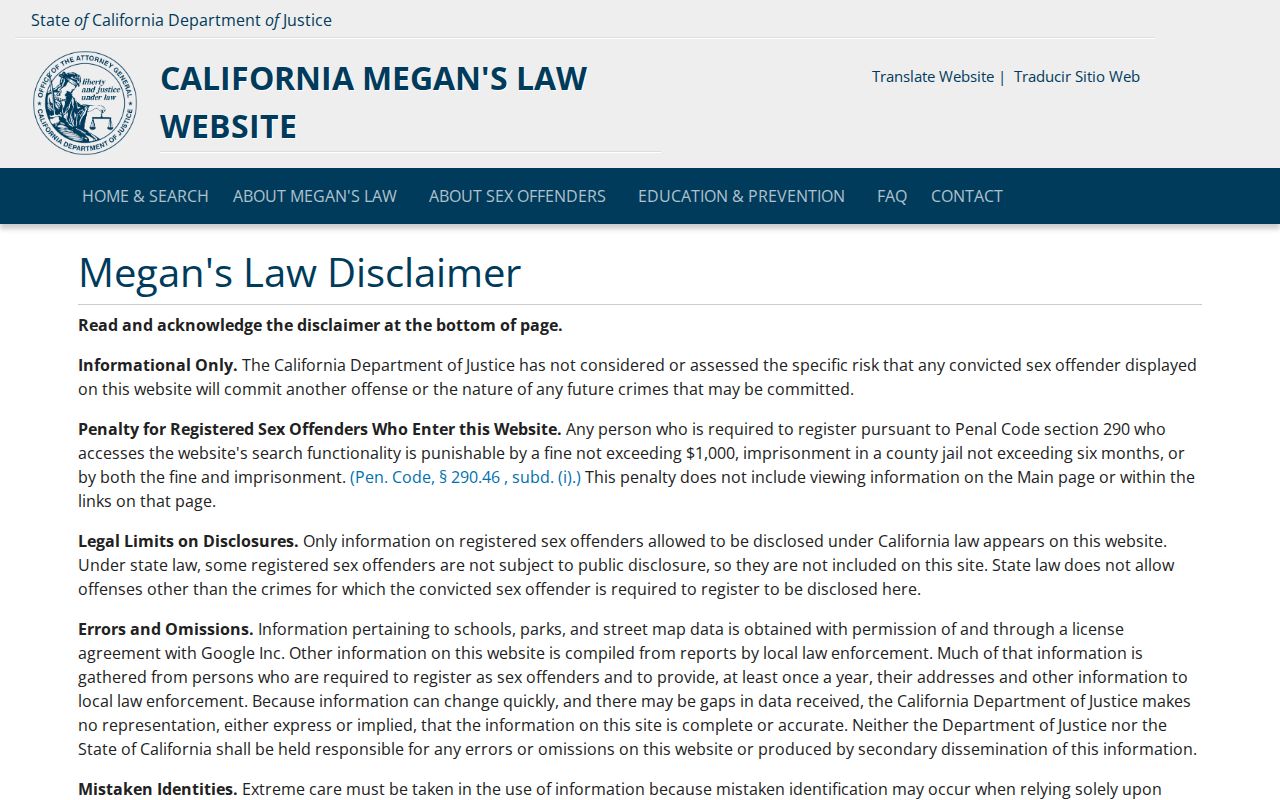 Bell neighbors California Megan's Law registry
